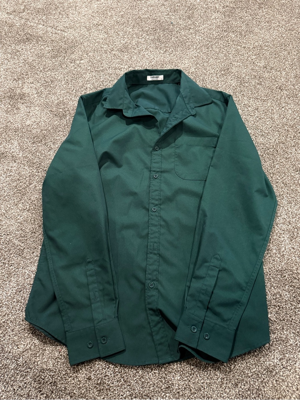 Men's Deep Green Casual Button-Down Shirt - Classic Pocket